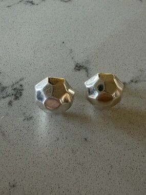 Jezlaine Sterling Silver Geometric Faceted Statement Earrings